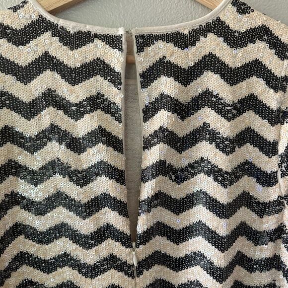 J Crew Full Sequin Chevron 3/4 Sleeve Mini Dress Size M - Picture 7 of 8